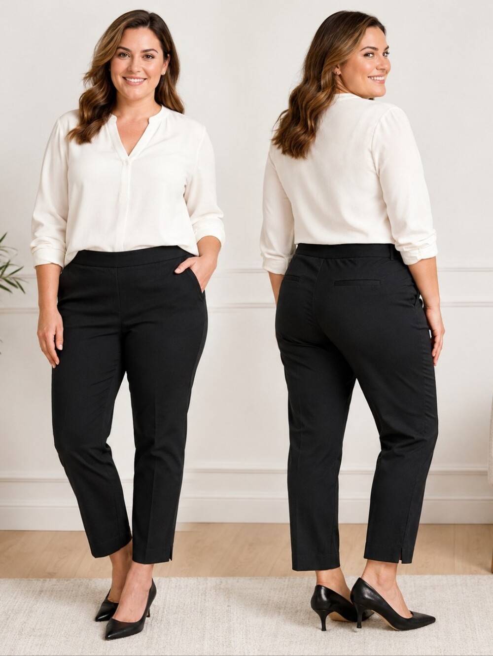 Talbots Chatham Ankle Curvy Pants 16P Black Petite Career Quiet Luxury Minimalis
